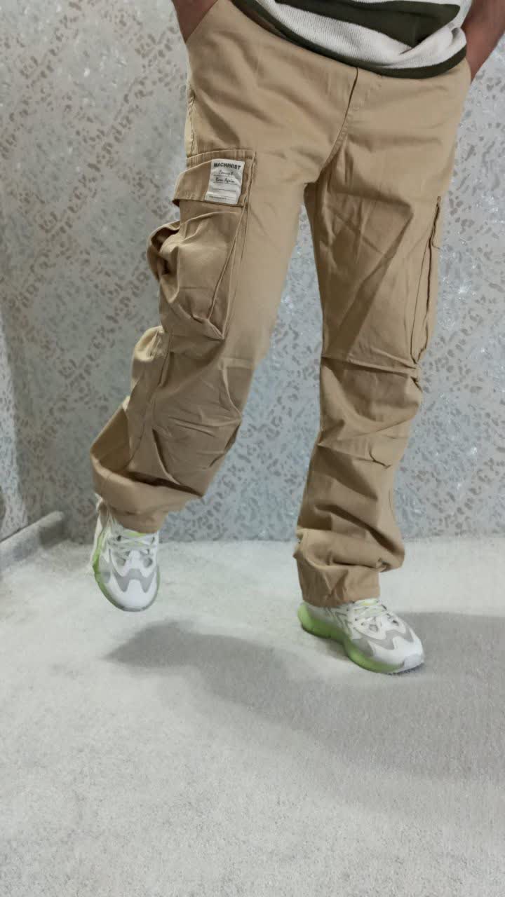 شلوار کارگو ۶ جیب پارچه کتان کجراه سایز موجود M XL مناسب سایز ۳۸ تا ۴۶